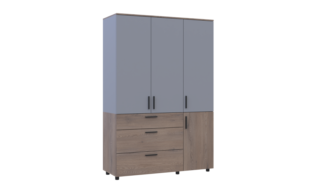 Kleiderschrank Doros Thorn Cremona Cannolo/Grau 3 Türen 3 Schubladen Böden 135x51,6x200 (44900506)