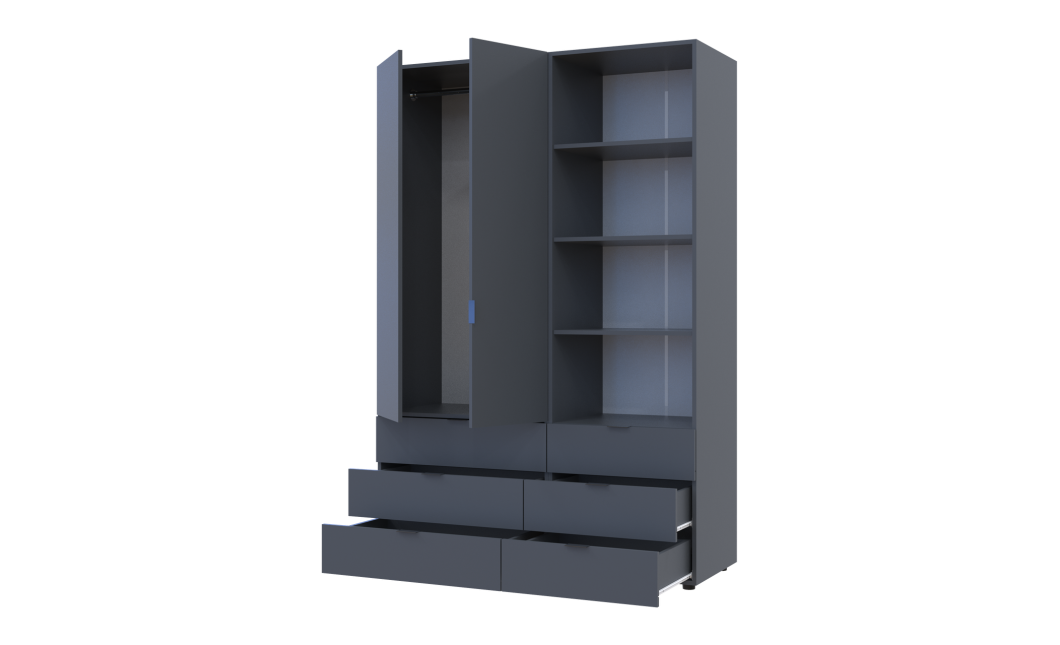 Kleiderschrank Doros Gelar Graphitgrau 2 Türen Säulenschrank 137,5x49,5x203,4 (42005168)