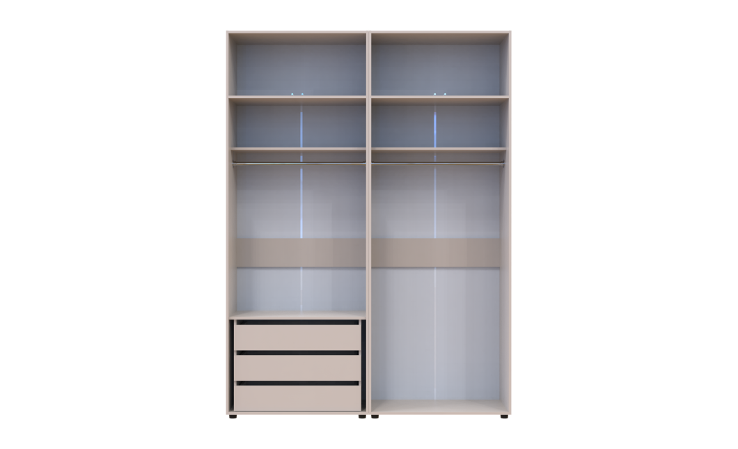 Kleiderschrank mit Schubladen und Aufsatz Doros Kasper Kaschmir 2+2 Türen 180x48x245 (42005542)