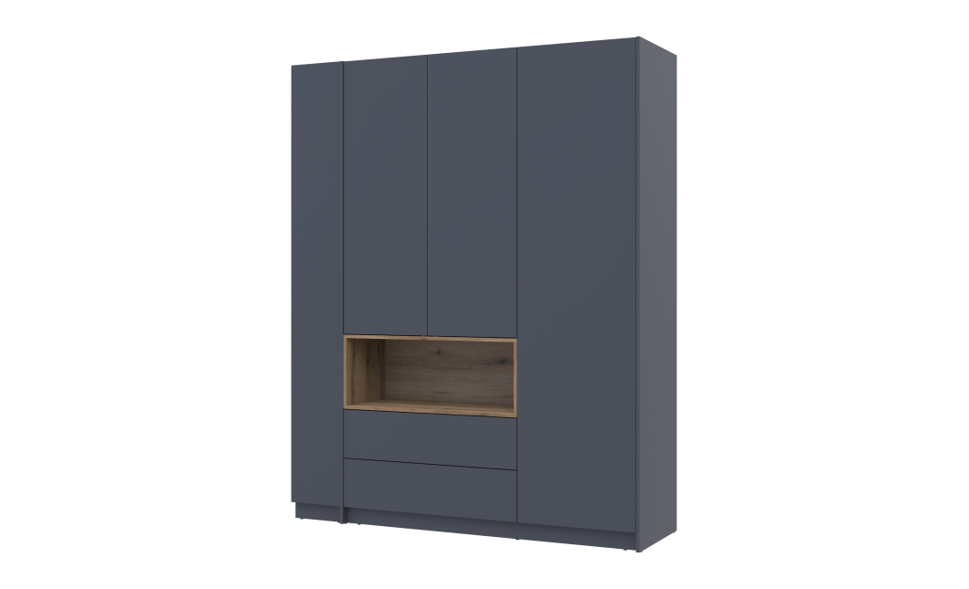 Kleiderschrank Doros Dale mit Drehtüren Anthrazit/Ewok Eiche 3 Türen 178x52x220 (42005338)