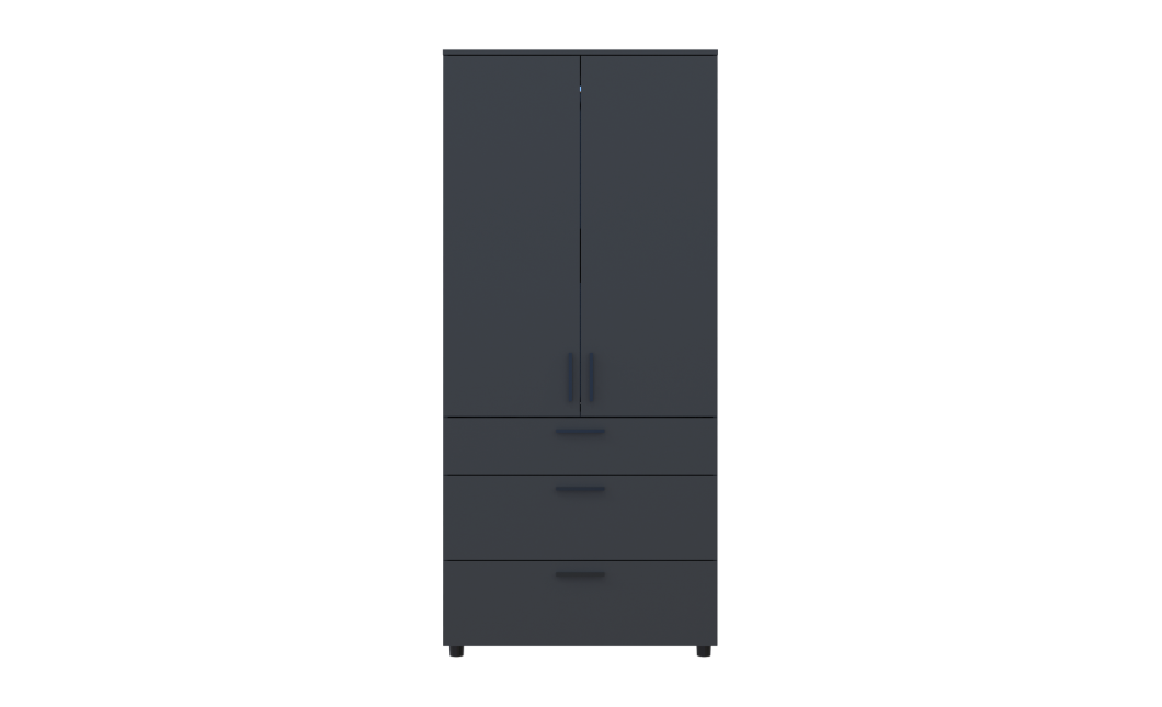 Kleiderschrank Doros Thorn Anthrazit 2 Türen 3 Schubladen Kleiderstange 90x51,6x200 (44900445)