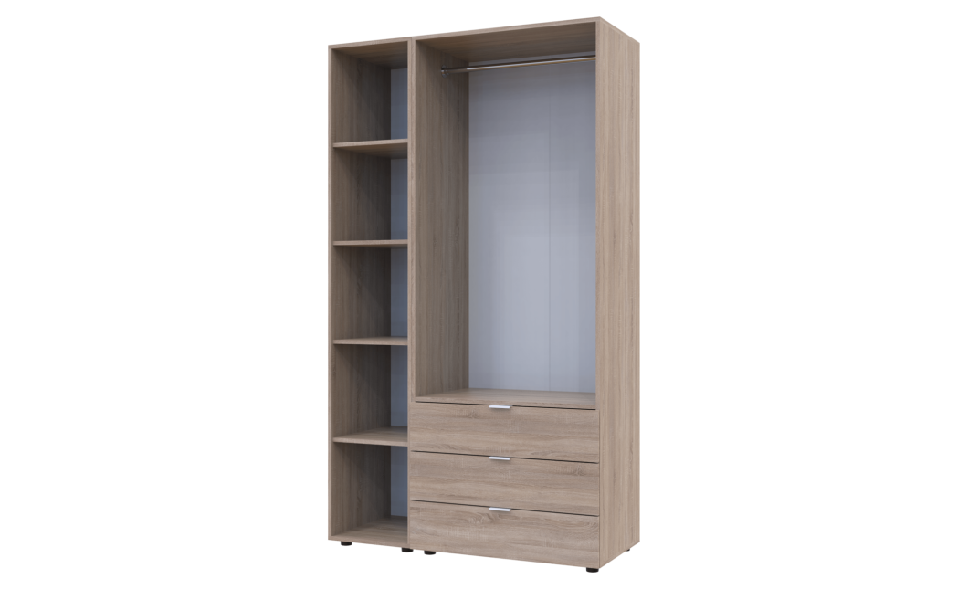Kleiderschrank Doros Gelar Sonoma Eiche 2 Türen mit offenem Regal 115,7x49,5x203,4 (42005041)