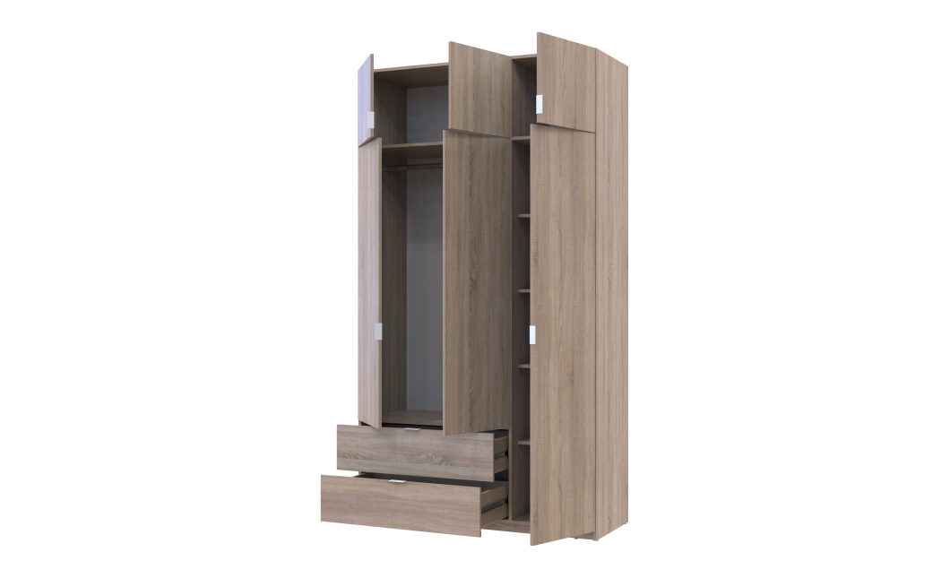 Kleiderschrank Doros Lukas mit Drehtüren Sonoma Eiche 3 Türen 135x50x240 (80737803)