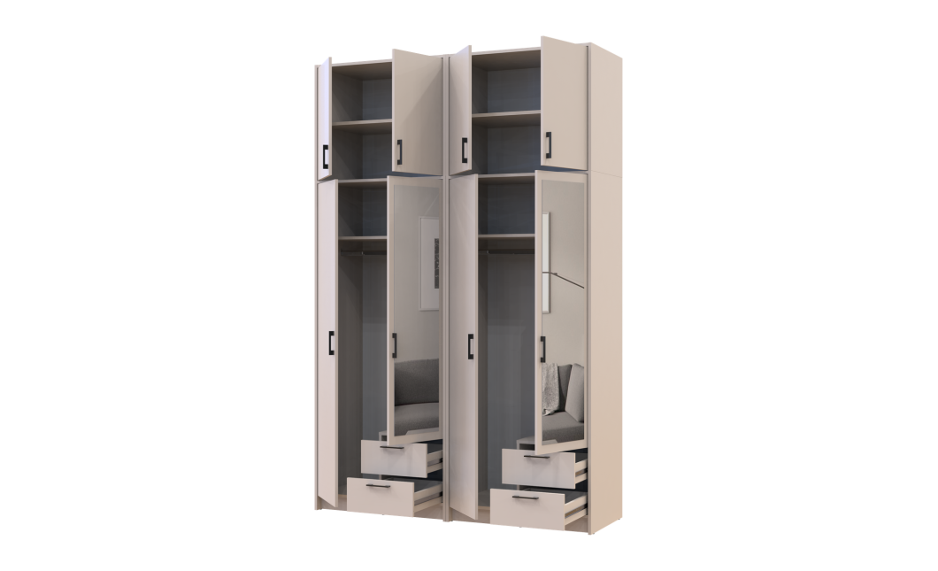 Kleiderschrank mit Spiegel und hohem Aufsatz Doros Rondi Kaschmir 2+2 Türen 164x52x260 (42005641)