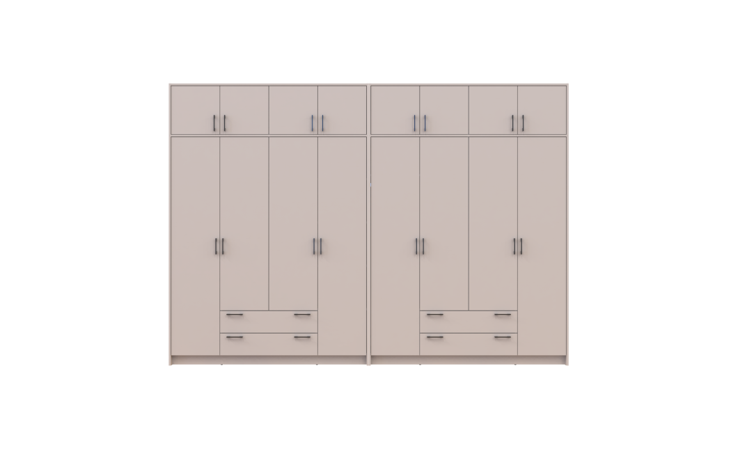 Kleiderschrank mit Aufsatz Doros Rondi Kaschmir 4+4 Türen 320x52x236 (42005638)