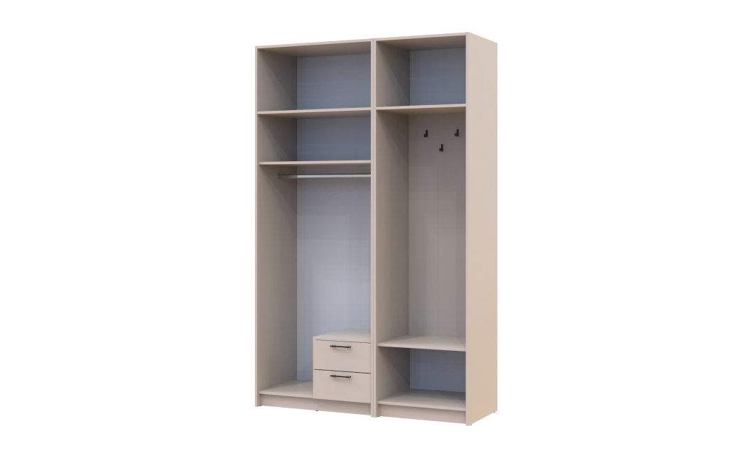 Kleiderschrank Doros Rondi mit Kleiderstange, Spiegel und Oberschrank Kaschmir 2 Türen 142x52x236 (42005403)