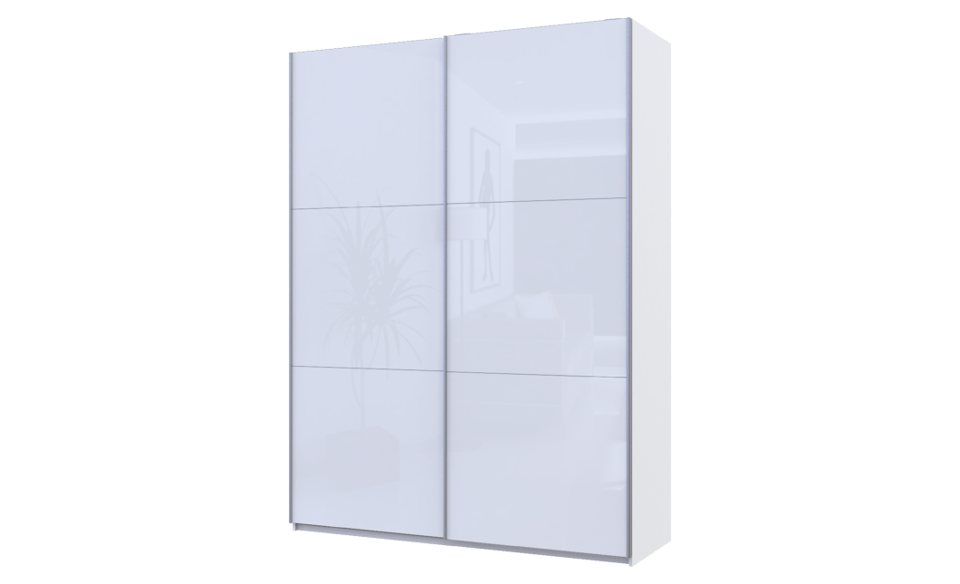 Kleiderschrank Doros G-Caiser Schiebetüren Weiß mit Glas 180x60x240 (42005017)