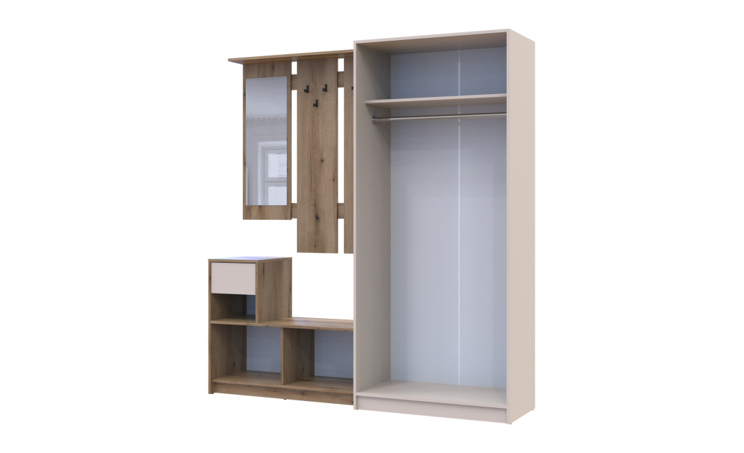 Flurmöbel Set Bela + Kleiderschrank Promo Eiche Evok/Kaschmir 190x48x204 (42005330)