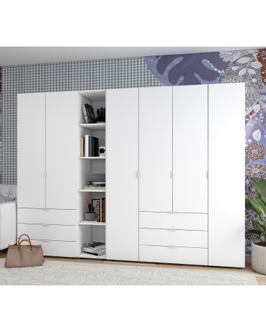 Kleiderschrank Doros Gelar Weiß 2+4 Türen mit offenem Regal 270,7x49,5x203,4 (42005033)