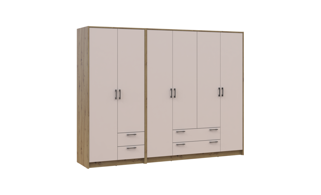 Kleiderschrank Doros Rondi Artisan Eiche/Kaschmir 2+4 Türen 242x52x195 (42005656)