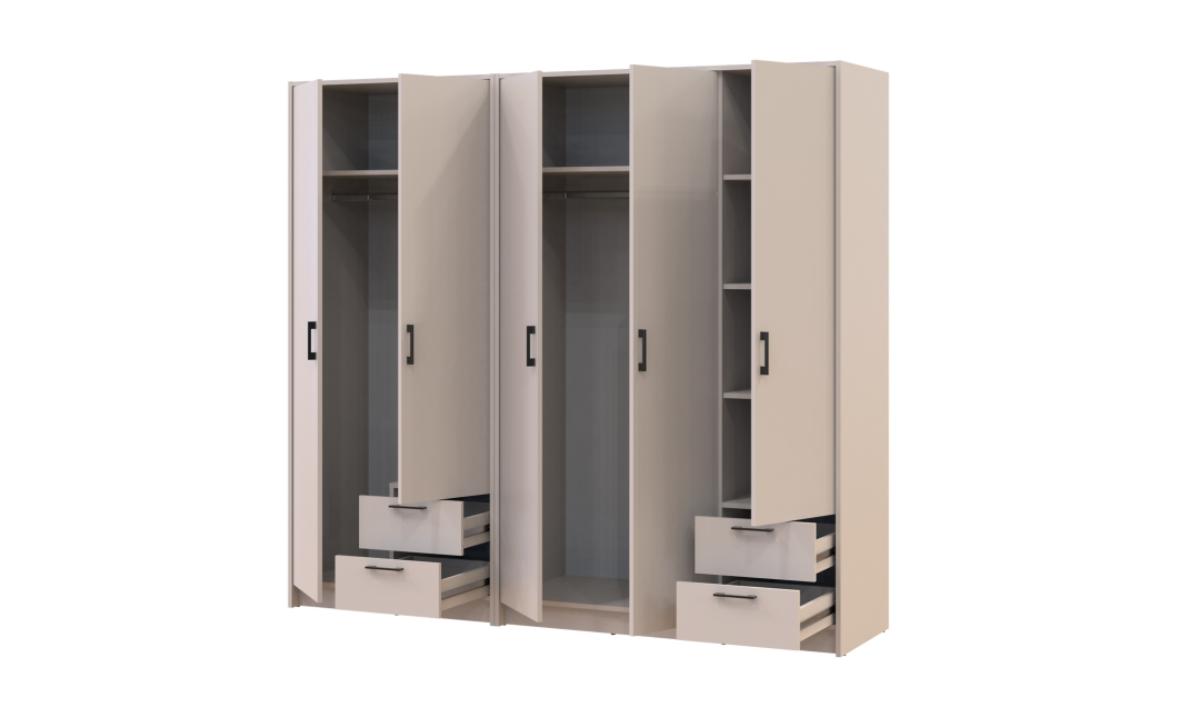 Kleiderschrank Doros Rondi Kaschmir 2+3 Türen 203x52x195 (42005618)