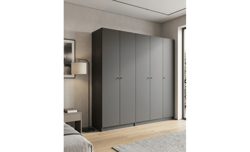 Kleiderschrank-Set Doros Promo Anthrazit 2+3 Türen 225x48x204 (42005335)