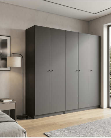 Kleiderschrank-Set Doros Promo Anthrazit 2+3 Türen 225x48x204 (42005335)