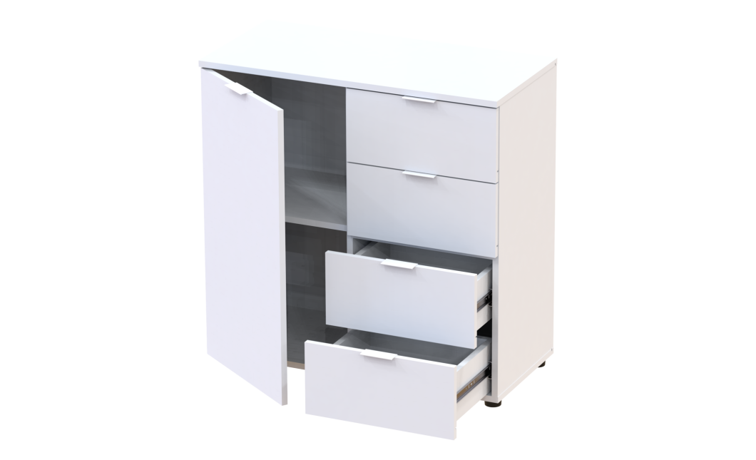 Kommode Doros Ron 1 Weiß 1 Türen 4 Schubladen 80x38x81 (41516005)