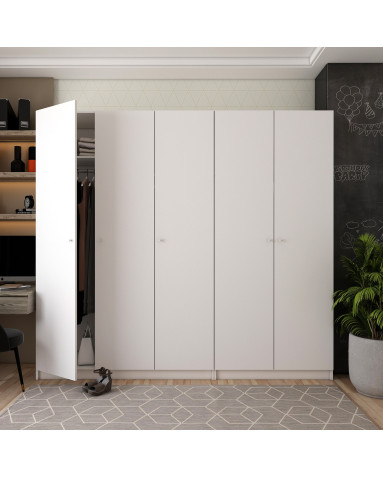 Kleiderschrank Doros Promo mit Drehtüren Weiß 2+3 Türen 225x48x204 (42005004)