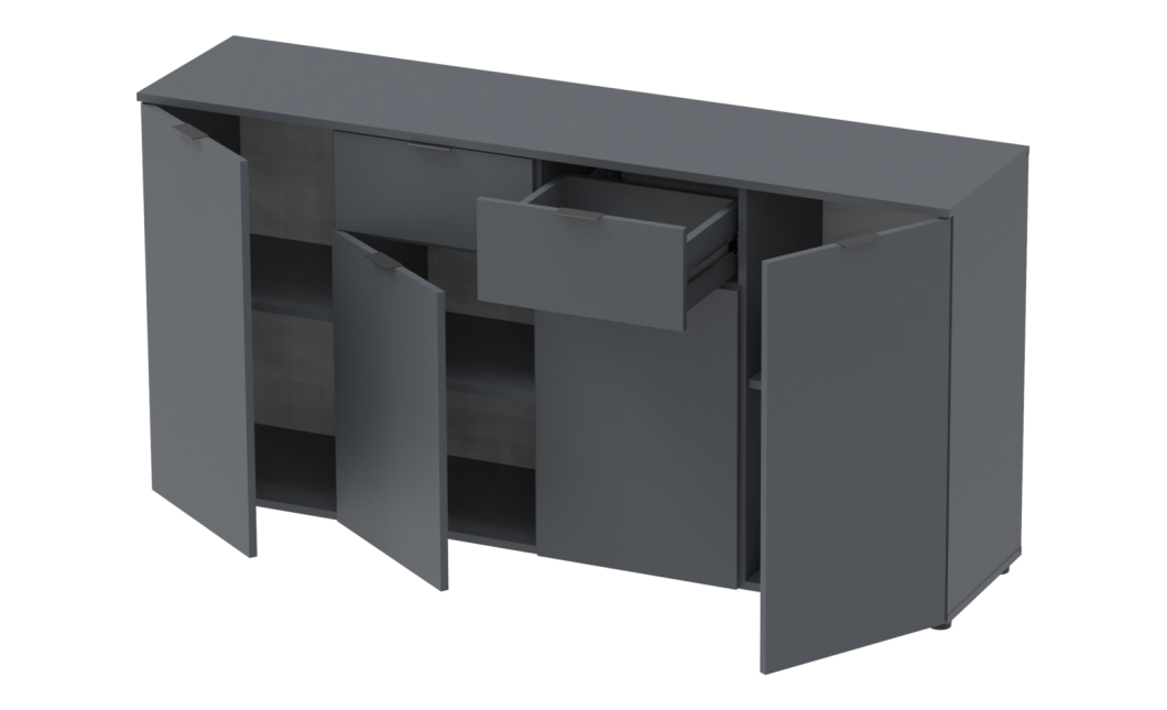 Kommode Doros Ron 7 Graphitgrau 4 Türen 2 Schubladen 160x38x81 (44900236)