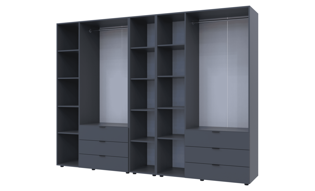 Kleiderschrank Doros Gelar Graphitgrau 3+3 Türen mit offenem Regal 270,6x49,5x203,4 (42005061)