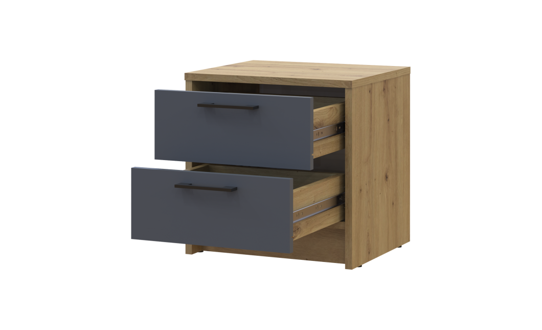 Nachttisch Doros Rondi Eiche Artisan/Anthrazit 2 Schubladen 40x35x40 (41516286)