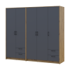 Kleiderschrank Doros Rondi Artisan Eiche/Graphit 2+3 Türen 203x52x195 (42005690)