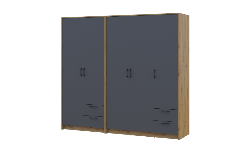 Kleiderschrank Doros Rondi Artisan Eiche/Graphit 2+3 Türen 203x52x195 (42005690)