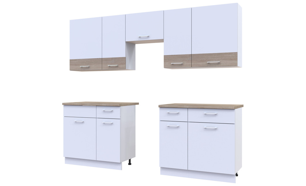 Küche Doros Leia 260x60x250 Weiß / Sonoma Eiche (81000009)