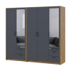Kleiderschrank mit Spiegel Doros Rondi Artisan Eiche/Graphit 2+3 Türen 203x52x195 (42005691)