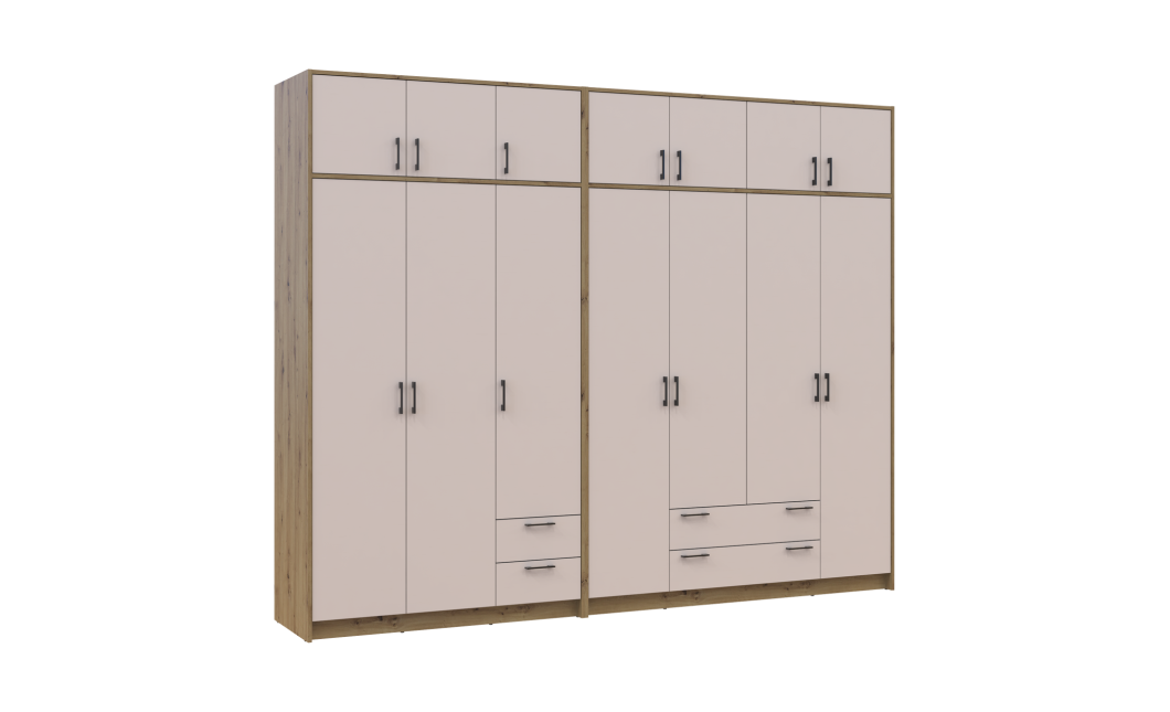 Kleiderschrank mit Aufsatz Doros Rondi Artisan Eiche/Kaschmir 3+4 Türen 281x52x236 (42005672)
