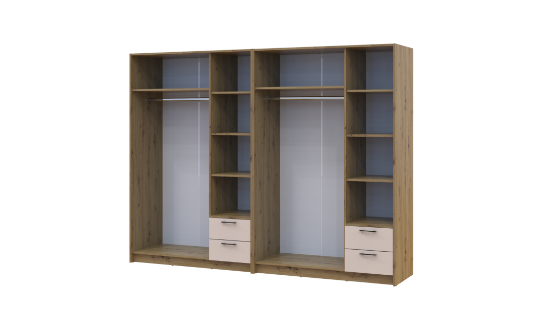 Kleiderschrank mit Spiegel Doros Rondi Artisan Eiche/Kaschmir 3+3 Türen 242x52x195 (42005659)