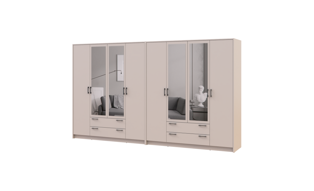 Kleiderschrank mit Spiegel Doros Rondi Kaschmir 4+4 Türen 320x52x195 (42005627)