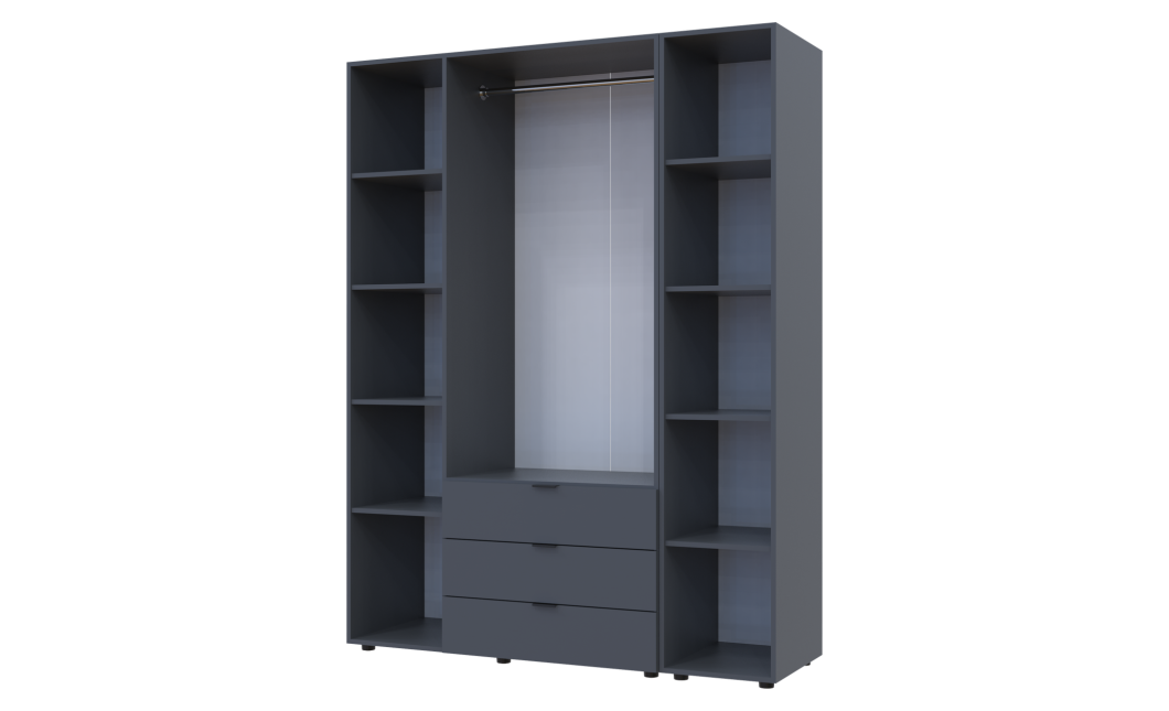 Kleiderschrank Doros Gelar Graphitgrau 3 Türen mit offenem Regal 154,4x49,5x203,4 (42005059)