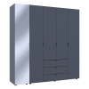 Drehtürenschrank Doros Gelar Graphitgrau 4 Türen mit Spiegel 194x49,5x203,4 (42002161)