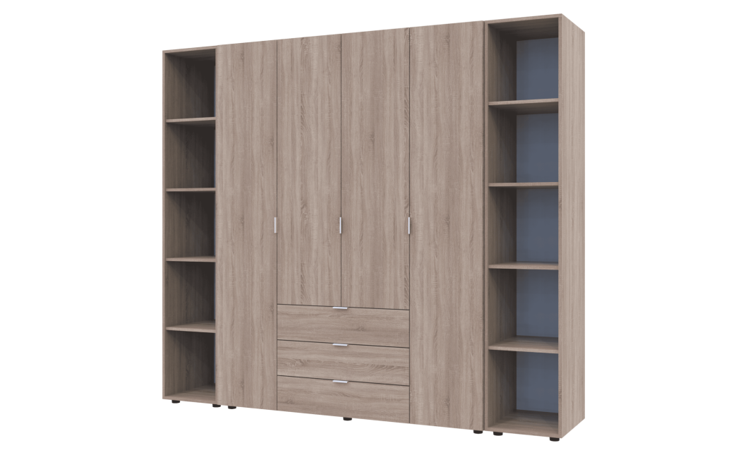 Kleiderschrank Doros Gelar Sonoma Eiche 4 Türen mit 2 offenen Regalböden 231,4x49,5x203,4 (42005050)