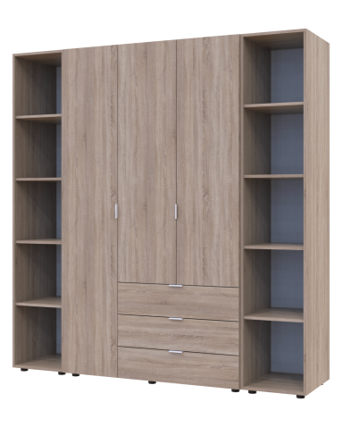 Kleiderschrank Doros Gelar Sonoma Eiche 3 Türen mit 2 offenen Regalböden 192,6x49,5x203,4 (42005049)