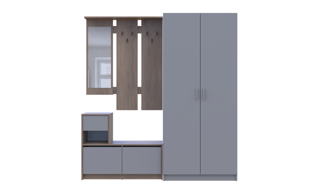 Flurmöbel Set Bela + Kleiderschrank Promo Cremona Cannolo/Grau 190x48x204 (42005331)