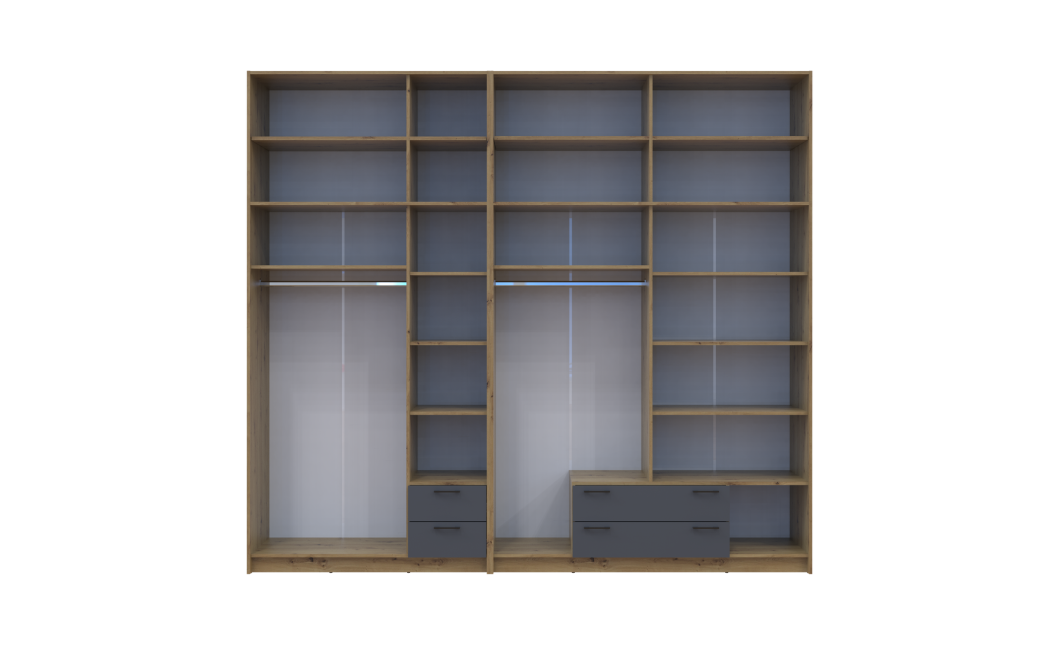 Kleiderschrank mit Spiegel und hohem Aufsatz Doros Rondi Artisan Eiche/Graphit 3+4 Türen 281x52x260 (42005721)