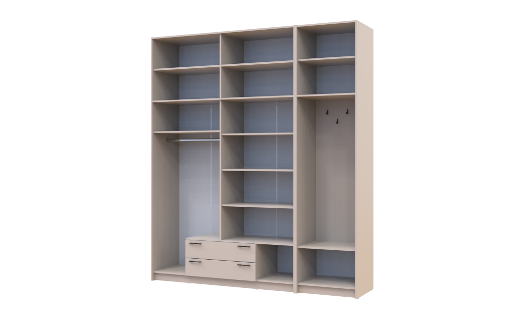 Kleiderschrank Doros Rondi mit Kleiderstange und hohem Oberschrank Kaschmir 4 Türen 220x52x260 (42005399)