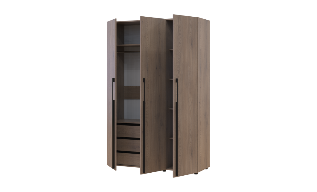 Kleiderschrank mit Schubladen Doros Kasper Cremona Cannolo 3 Türen 135x48x204 (42005560)