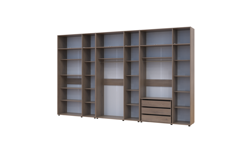 Kleiderschrank mit Schubladen, Regalen und Aufsatz Doros Kasper Cremona Cannolo 3+3+3 Türen 405x48x245 (42005737)