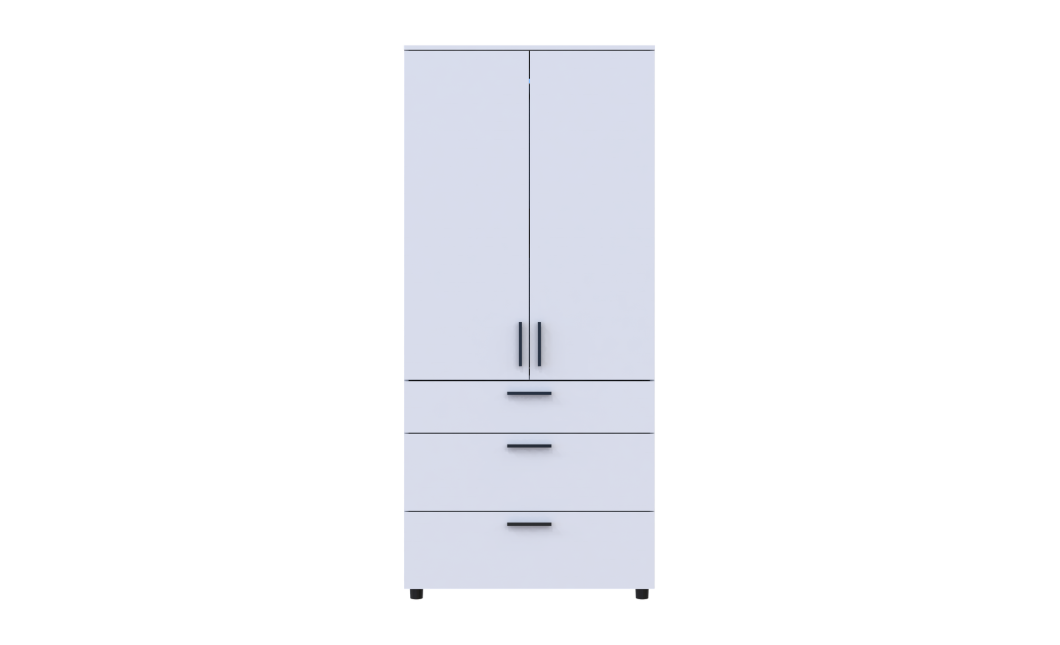 Kleiderschrank Doros Thorn Weiß 2 Türen 3 Schubladen Böden 90x51,6x200 (44900438)