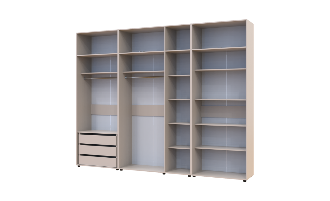 Kleiderschrank mit Schubladen, Regalen und Aufsatz Doros Kasper Kaschmir 2+3+2 Türen 315x48x245 (42005740)