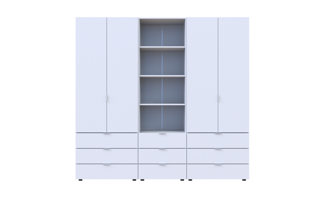 Kleiderschrank Doros Gelar Weiß 2+2 Türen Säulenschrank 215x49,5x203,4 (42005165)