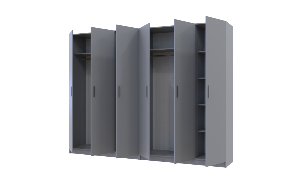 Kleiderschrank-Set Doros Promo Grau 3+3 Türen 270x48x204 (80737768)