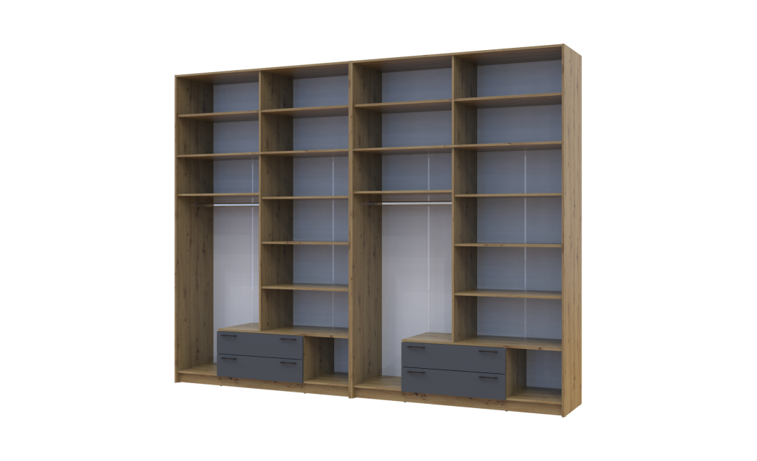 Kleiderschrank mit Spiegel und hohem Aufsatz Doros Rondi Artisan Eiche/Graphit 4+4 Türen 320x52x260 (42005723)