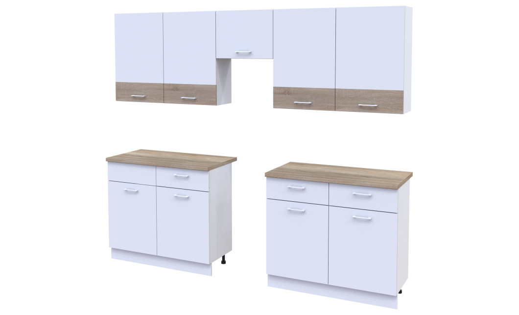 Küche Doros Leia 300x60x250 Weiß / Sonoma Eiche (81000008)