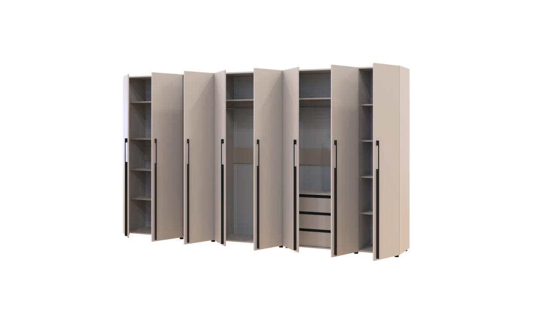 Kleiderschrank mit Regalen und Schubladen Doros Kasper Kaschmir 3+2+3 Türen 360x48x204 (42005742)