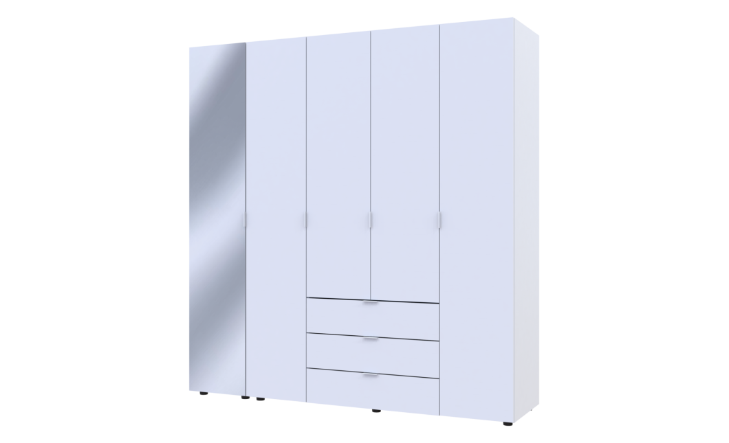 Kleiderschrank Doros Gelar Weiß 4 Türen mit Spiegel 194x49,5x203,4 (42002160)