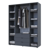 Kleiderschrank Doros Gelar mit Drehtüren Graphitgrau 4 Türen 155x49,5x203,4 (80737075)