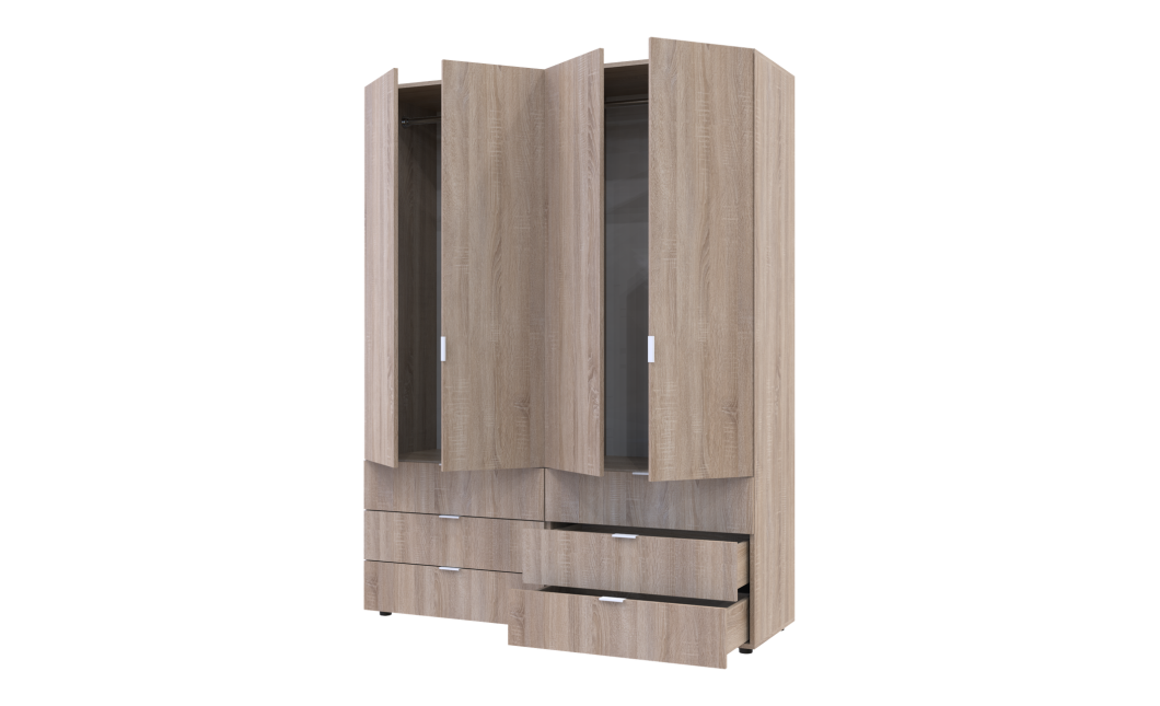 Kleiderschrank Doros Gelar Set mit Drehtüren Sonoma Eiche 2+2 Türen 155x49,5x203,4 (42002123)
