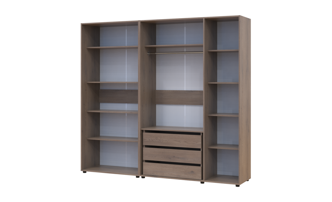 Kleiderschrank mit Regalen und Schubladen Doros Kasper Cremona Cannolo 2+3 Türen 225x48x204 (42005551)