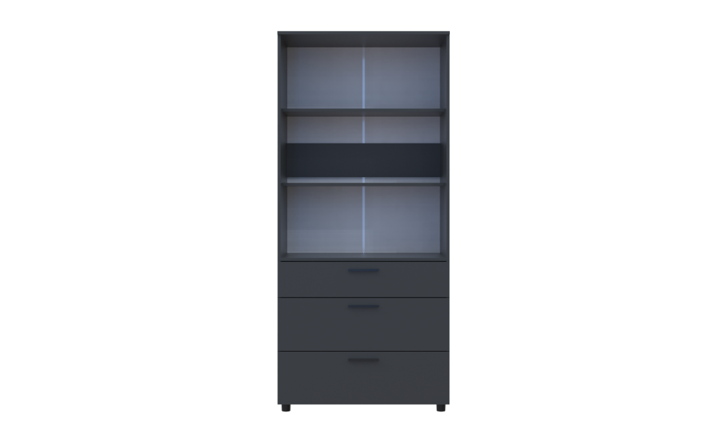 Kleiderschrank Doros Thorn Anthrazit 2 Türen 3 Schubladen Böden 90x51,6x200 (44900446)